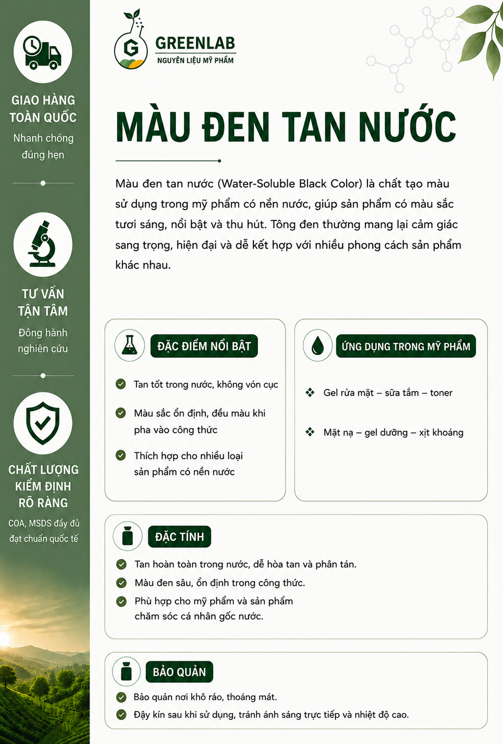 màu đen tan nước