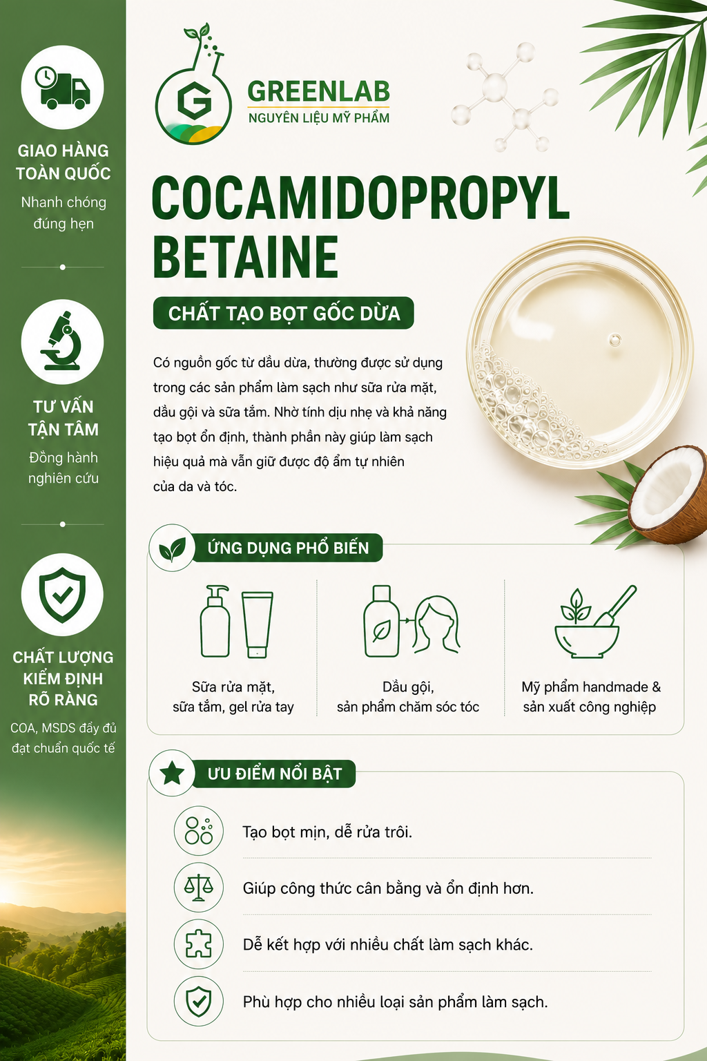 TẠO BỌT GỐC DỪA
